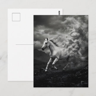 Wit paard dat oplost in wolken briefkaart