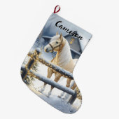 wit paard gepersonaliseerde kerst grote kerstsok (Voorkant (Hangend))