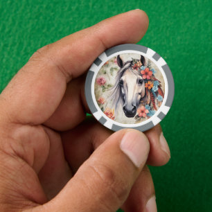 Wit paard in bloemen. poker chips