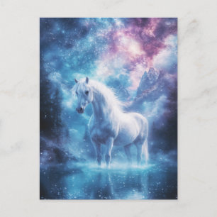 Wit Paard in Galaxy Lake met Nevelachtige Nachteli Briefkaart