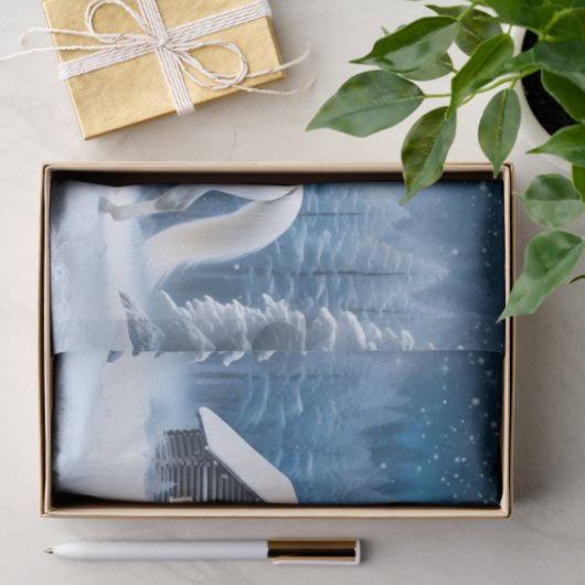 Wit paard in winterbos tissuepapier (Geschenk)