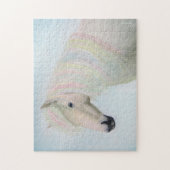 Wit paard met pastelhaar legpuzzel (Verticaal)