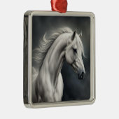 Wit Paard Mooi Metalen Ornament (Rechts)