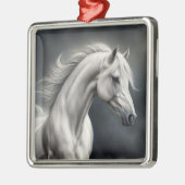 Wit Paard Mooi Metalen Ornament (Links)