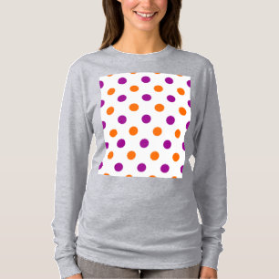 Wit Paars Oranje Stippen Patroon T-shirt