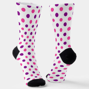 Wit Paars Roze Stippen Patroon Sokken