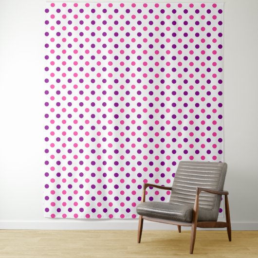Wit Paars Roze Stippen Patroon Wandkleed (In situ)