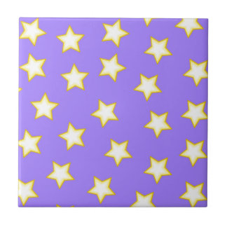 Wit Paarse geometrisch sterrenpatroon Tegeltje