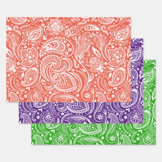 Wit  paisley patroon 2 inpakpapier vel (Set)