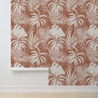 Wit palmblad Patroon Terracotta Roos