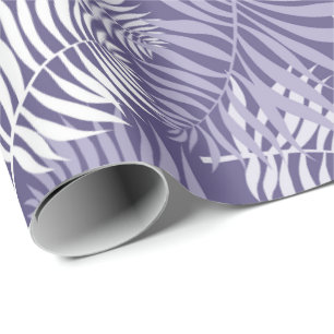 Wit palmrond op Paars omslagpapier Cadeaupapier
