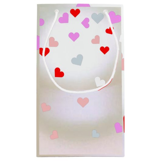 Wit pareleffect met hart klein cadeauzakje (Achterkant)