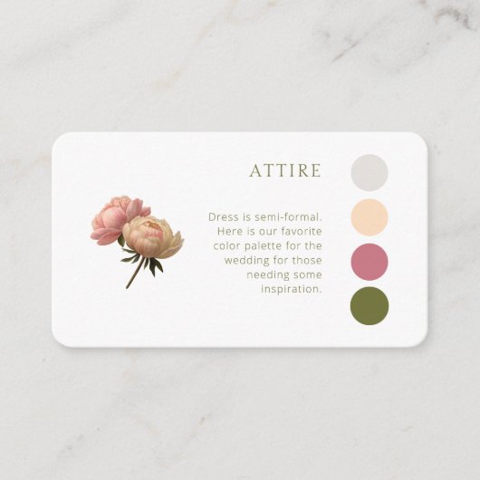 Wit | Pastel Roos Trouwkleding Kledingscode Informatiekaartje (Voorkant)