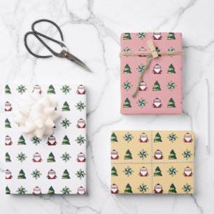 Wit, pepermunt, marsepein origami kerst inpakpapier vel