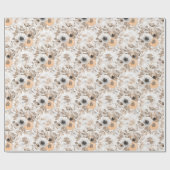 Wit, perzik bloemen, elegant cadeaupapier (Vlak)