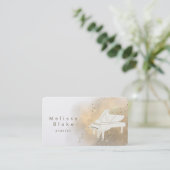 wit pianogouden stof visitekaartje (Staand voorkant)