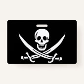 Wit, Piraat Vlag Calico Jack, Schedel & Cutlass Badge (Achterkant)