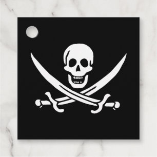 Wit, Piraat Vlag Calico Jack, Schedel & Cutlass Bedankjes Labels