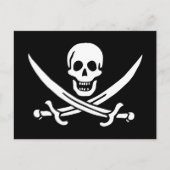 Wit, Piraat Vlag Calico Jack, Schedel & Cutlass Briefkaart (Voorkant)