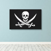 Wit, Piraat Vlag Calico Jack, Schedel & Cutlass Canvas Afdruk (Insitu (Houten vloer))