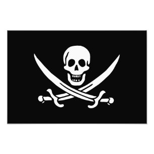 Wit, Piraat Vlag Calico Jack, Schedel & Cutlass Foto Afdruk