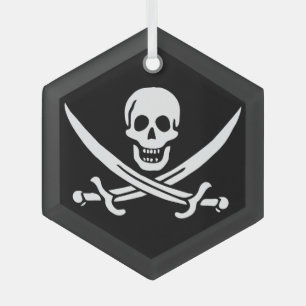 Wit, Piraat Vlag Calico Jack, Schedel & Cutlass Glas Ornament