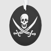 Wit, Piraat Vlag Calico Jack, Schedel & Cutlass Ornament (voorkant)