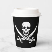 Wit, Piraat Vlag Calico Jack, Schedel & Cutlass Papieren Bekers (Achterkant)