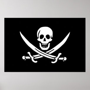 Wit, Piraat Vlag Calico Jack, Schedel & Cutlass Poster