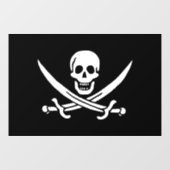 Wit, Piraat Vlag Calico Jack, Schedel & Cutlass Raamsticker (Vel)