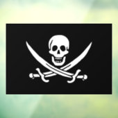 Wit, Piraat Vlag Calico Jack, Schedel & Cutlass Raamsticker (Vel 3)
