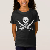 Wit, Piraat Vlag Calico Jack, Schedel & Cutlass T-shirt (Voorkant)