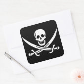 Wit, Piraat Vlag Calico Jack, Schedel & Cutlass Vierkante Sticker (Envelop)