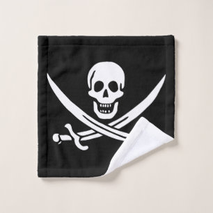 Wit, Piraat Vlag Calico Jack, Schedel & Cutlass Washandje