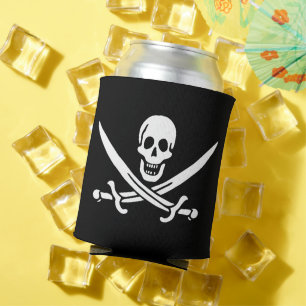 Wit, Piratenvlag Calico Jack, Schedel & Sabel Blikjeskoeler