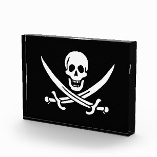Wit, Piratenvlag Calico Jack, Schedel & Sabel Fotoblokken