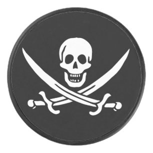 Wit, Piratenvlag Calico Jack, Schedel & Sabel Hockey Puck