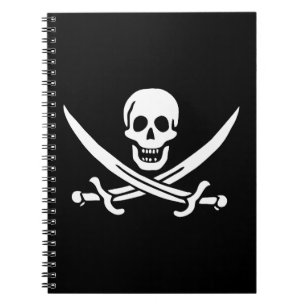Wit, Piratenvlag Calico Jack, Schedel & Sabel Notitieboek