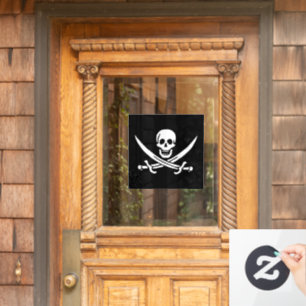 Wit, Piratenvlag Calico Jack, Schedel & Sabel Raamsticker