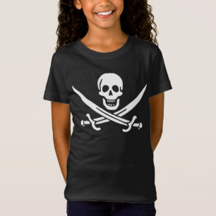 Wit, Piratenvlag Calico Jack, Schedel & Sabel T-shirt