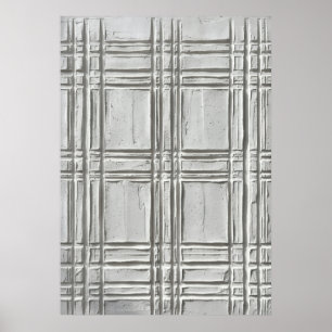 Wit pleisterreliëf Schotse plaid Textuur 3D Mini Poster
