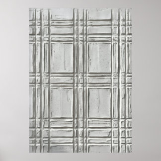 Wit pleisterreliëf Schotse plaid Textuur 3D Mini Poster
