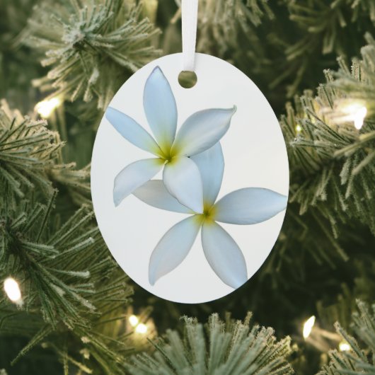 Wit Plumeria Bloom Metal Ornament (Insitu)