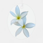 Wit Plumeria Bloom Metal Ornament (Achterkant)