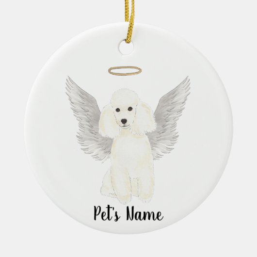 Wit Poodle Sympathie Herdenking Keramisch Ornament (Voorkant)