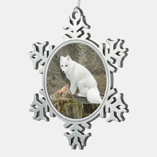 Wit-poolse kerstboomschildpad tin sneeuwvlok ornament (Rechts)