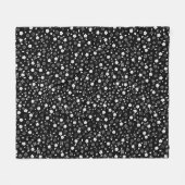 Wit Posy ontwerp op zwart Fleece Deken (Voorkant (Horizontaal))