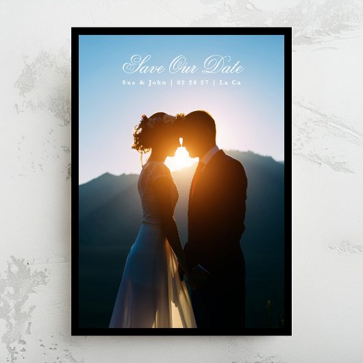 Wit Premium Script Classic Foto Zwart Lijst Save The Date
