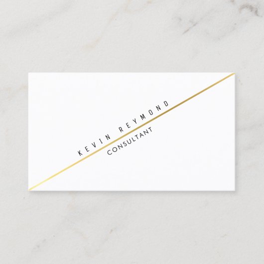 Wit pro visitekaartje met diagonale gouden lijn (Voorkant)