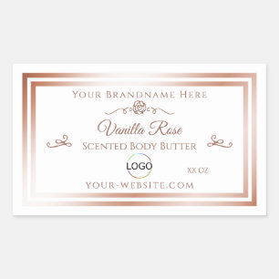 Wit Product Label met Roos Goud Lijst en Logo